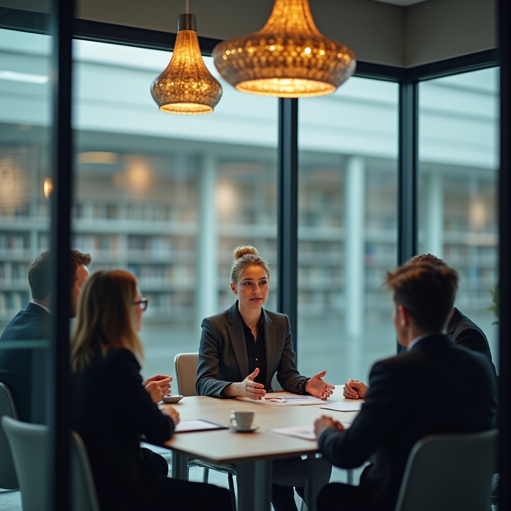 Besprechung in einem modernen Büro, Teilnehmer beobachten Gruppendynamik